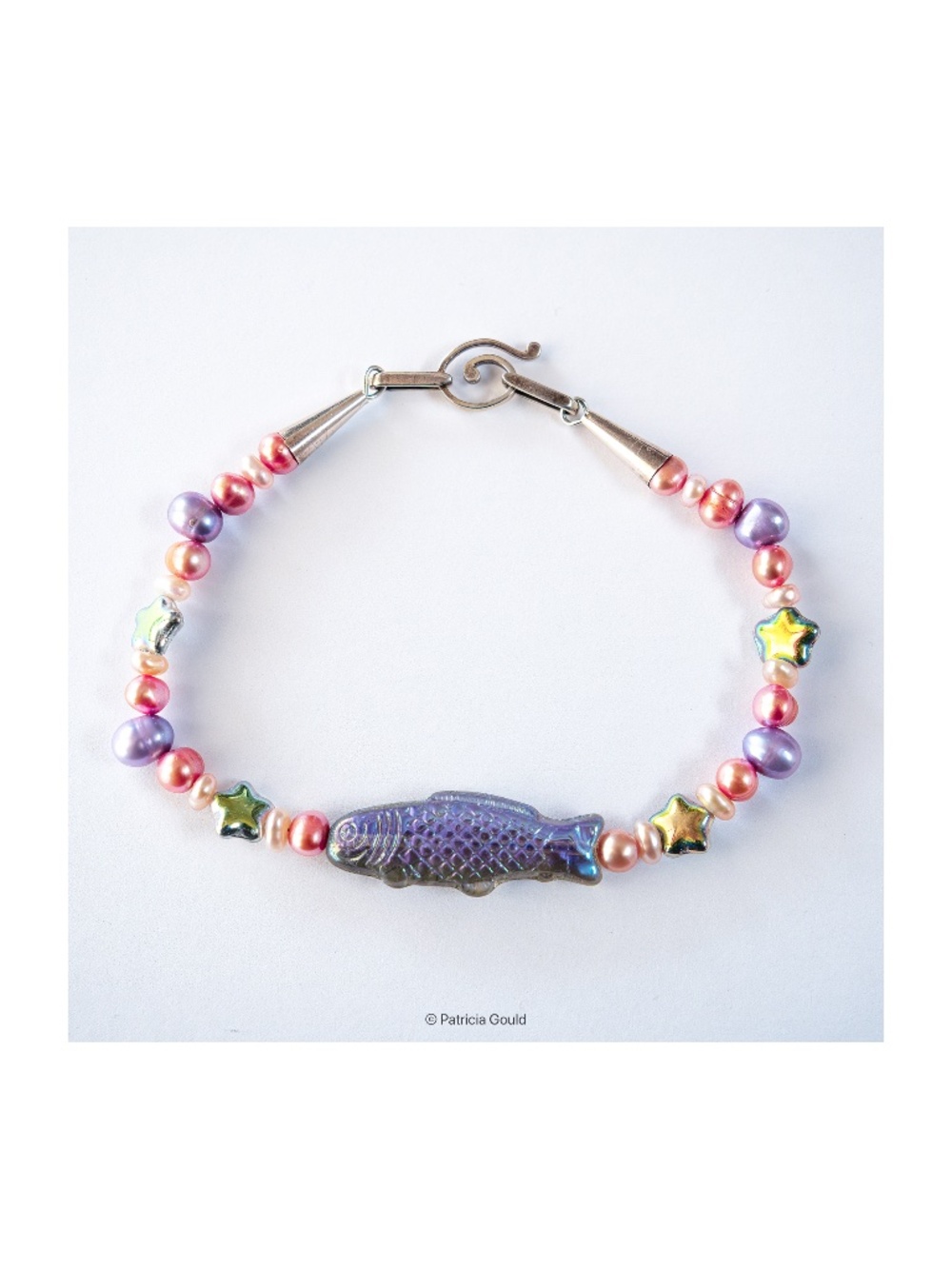 Handmade Anklet - Czech glass beads, fresh water pearls, sterling clasp - A3